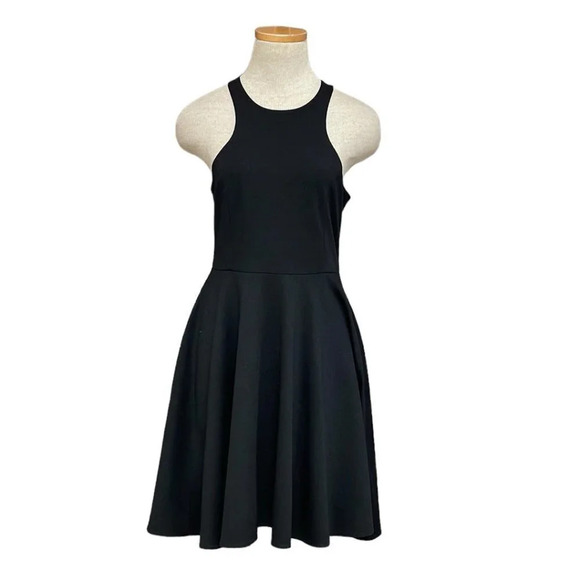 BLQ Revolve Dress Sleeveless High Neck A Line Pleated Black Size 1 Small S - Picture 1 of 16